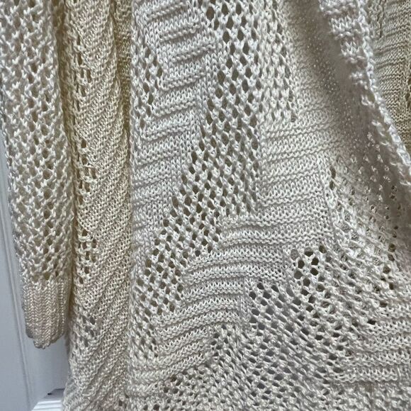 Extra Touch Cream Open Knit Open Front Acrylic Cardigan Sweater sz 2X NWT - Picture 3 of 5